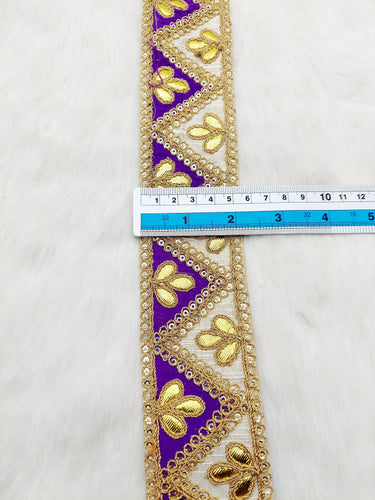 Silk Fabric Trim, Gold Gota Patti Indian Sari Border Trim By Yard Decorative Trim Craft Lace, Two Colour Trim